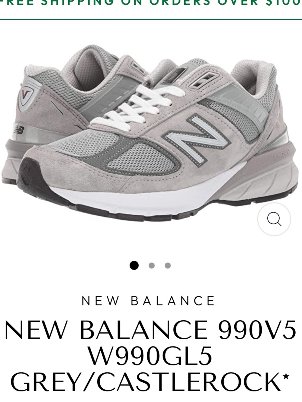 New Balance 990v5 Women’s Athletic Sneakers in Grey and White Sz 8.5